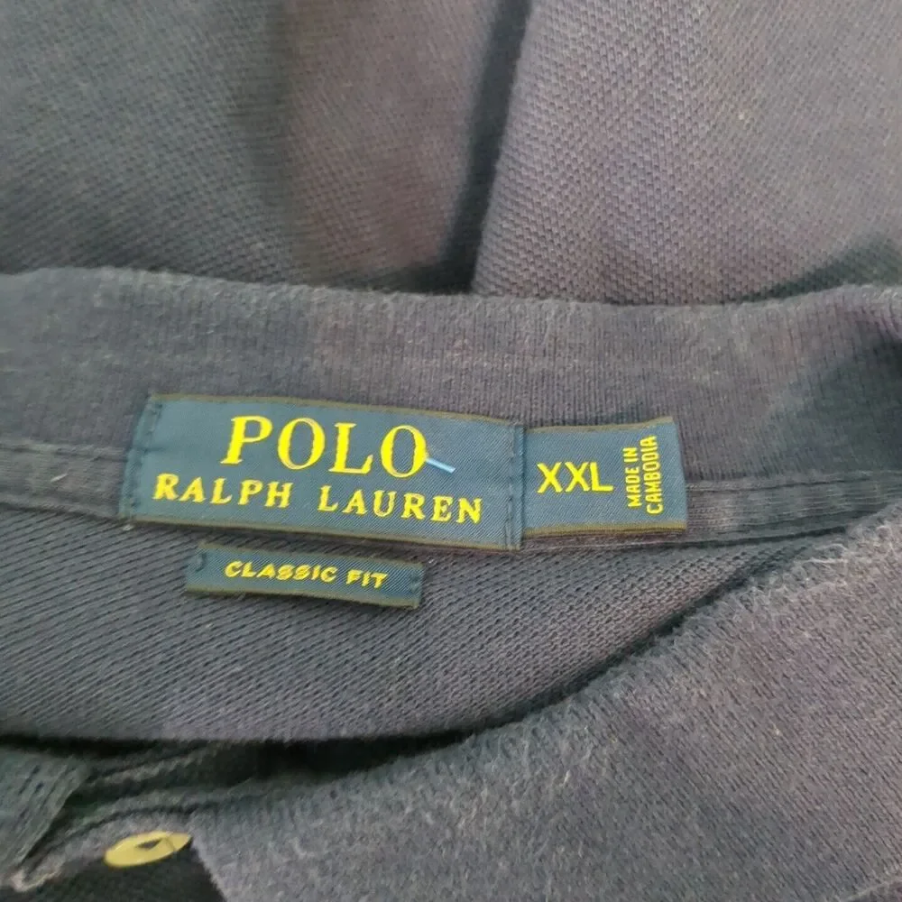 Polo Ralph Lauren Mens Pony Logo Pullover Polo Shirt XXL 2xl Blue Short Sleeve